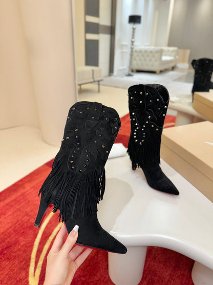 Christian Louboutin Santia Fringe 85 mm Boots