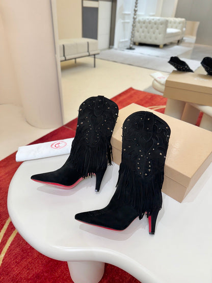 Christian Louboutin Santia Fringe 85 mm Boots