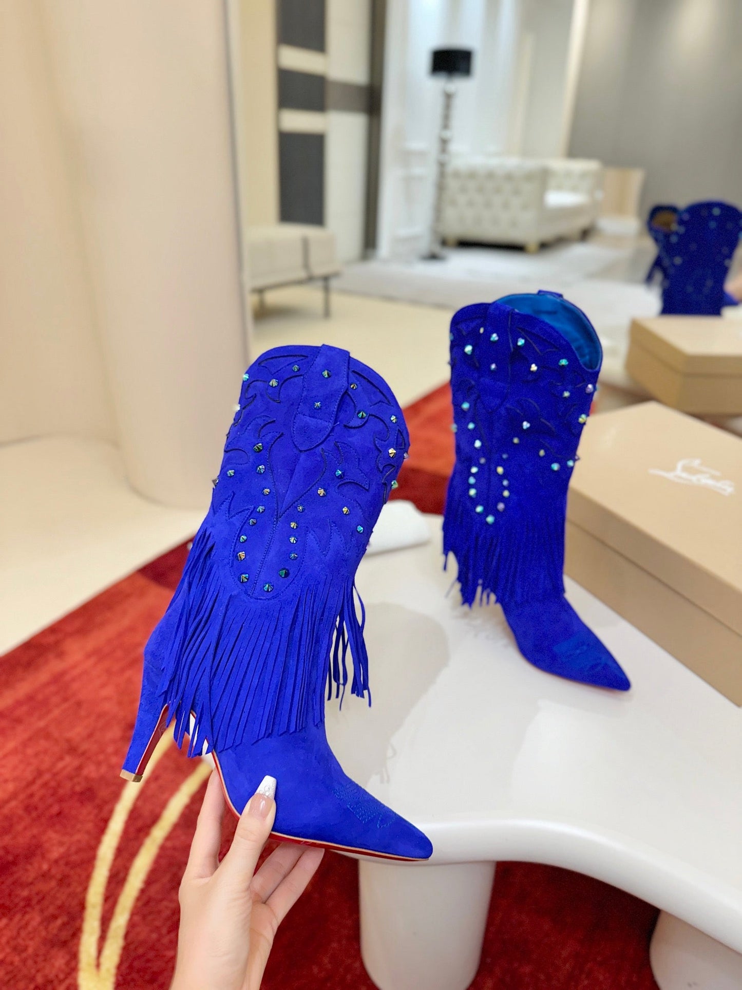 Christian Louboutin Santia Fringe 85 mm Boots