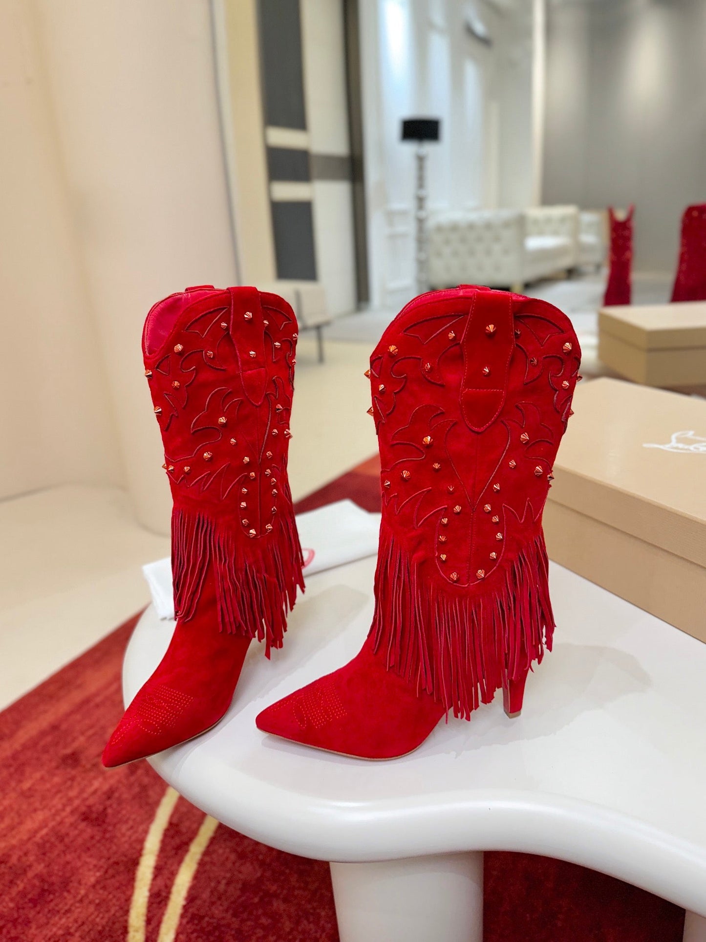 Christian Louboutin Santia Fringe 85 mm Boots
