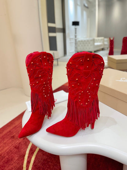 Christian Louboutin Santia Fringe 85 mm Boots