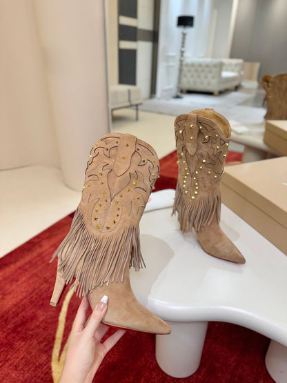Christian Louboutin Santia Fringe 85 mm Boots