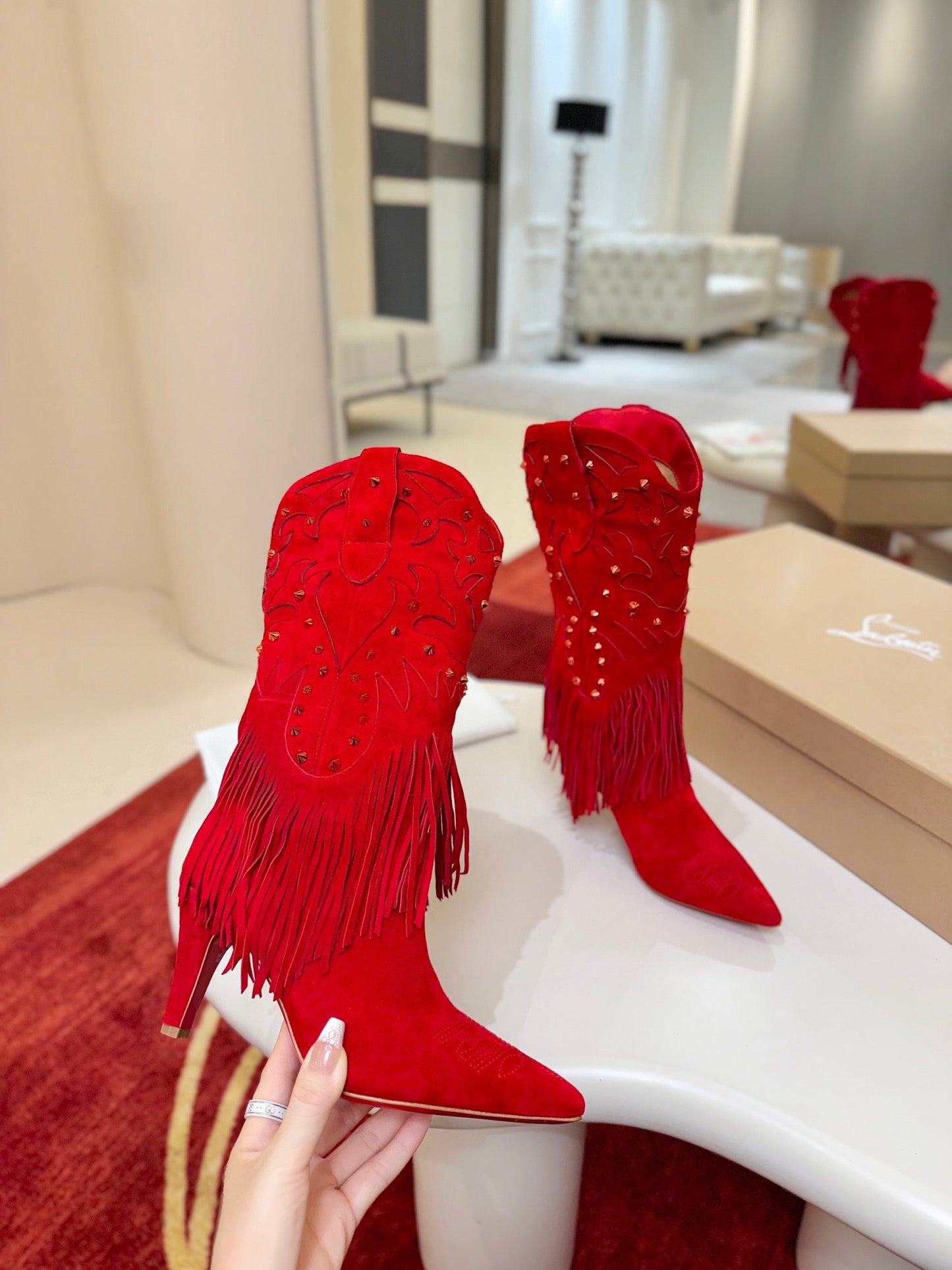 Christian Louboutin Santia Fringe 85 mm Boots