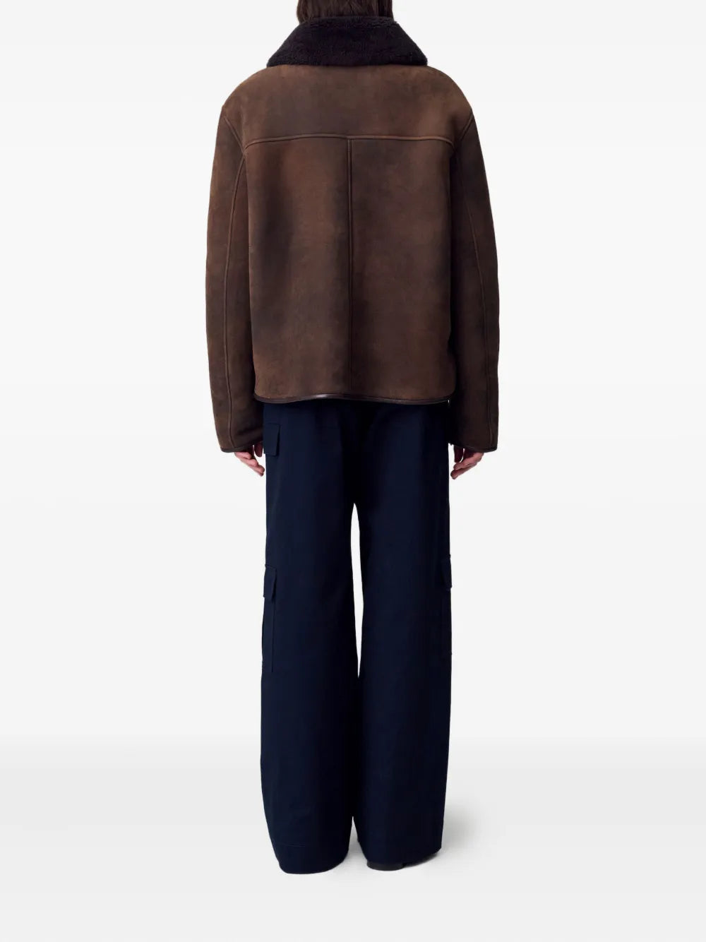 Claudie Pierlot Shearling-Collar Suede Jacket