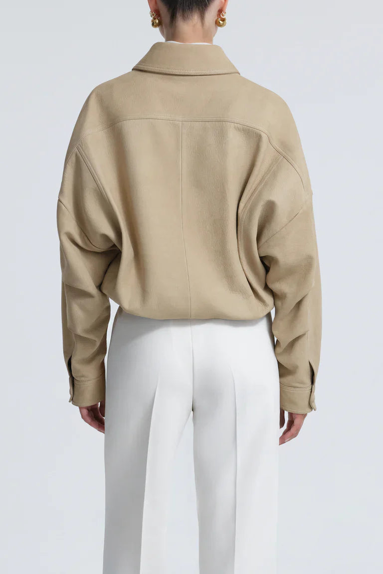 Dalma Suede Beige Bomber Jacket
