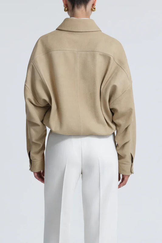 Dalma Suede Beige Bomber Jacket