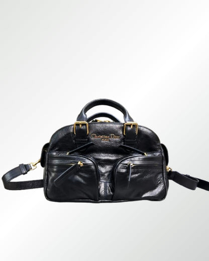 Dior Grand Tour Bowling Bag Black Crinkled