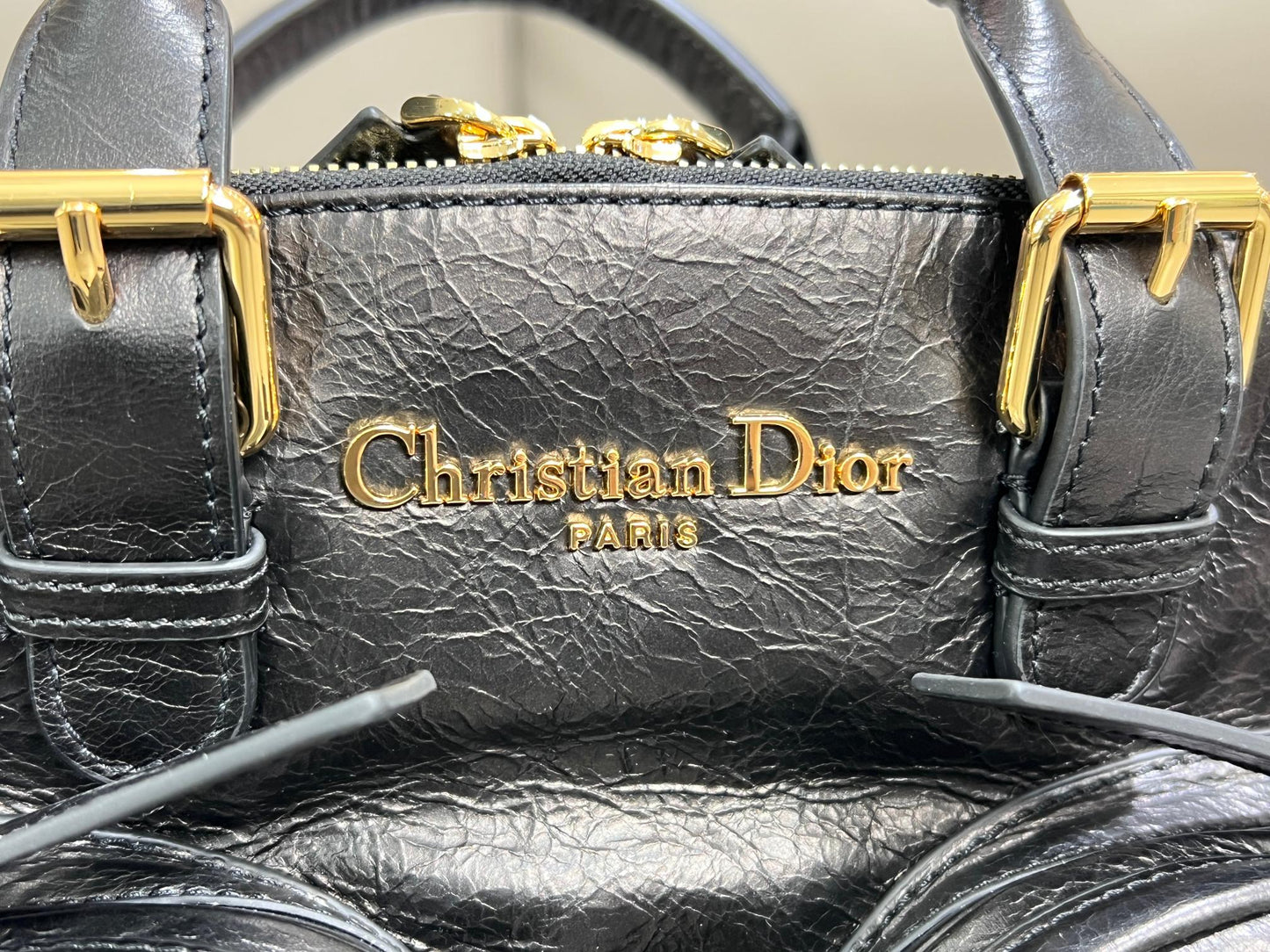 Dior Grand Tour Bowling Bag Black Crinkled