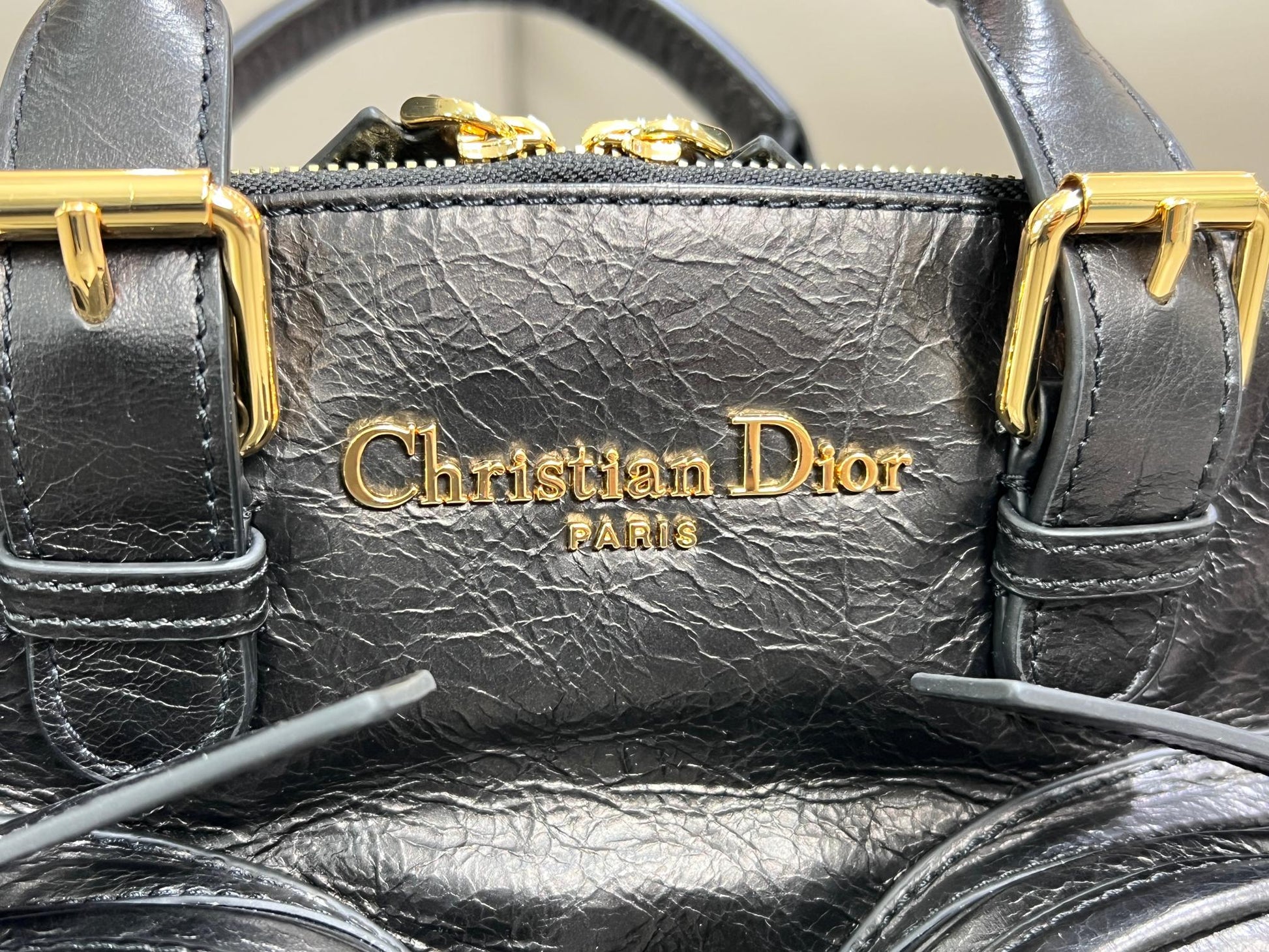 Dior Grand Tour Bowling Bag Black Crinkled