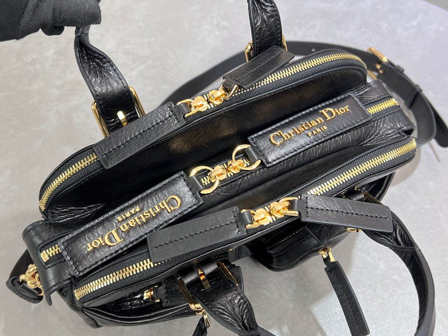 Dior Grand Tour Bowling Bag Black Crinkled