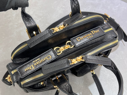 Dior Grand Tour Bowling Bag Black Crinkled