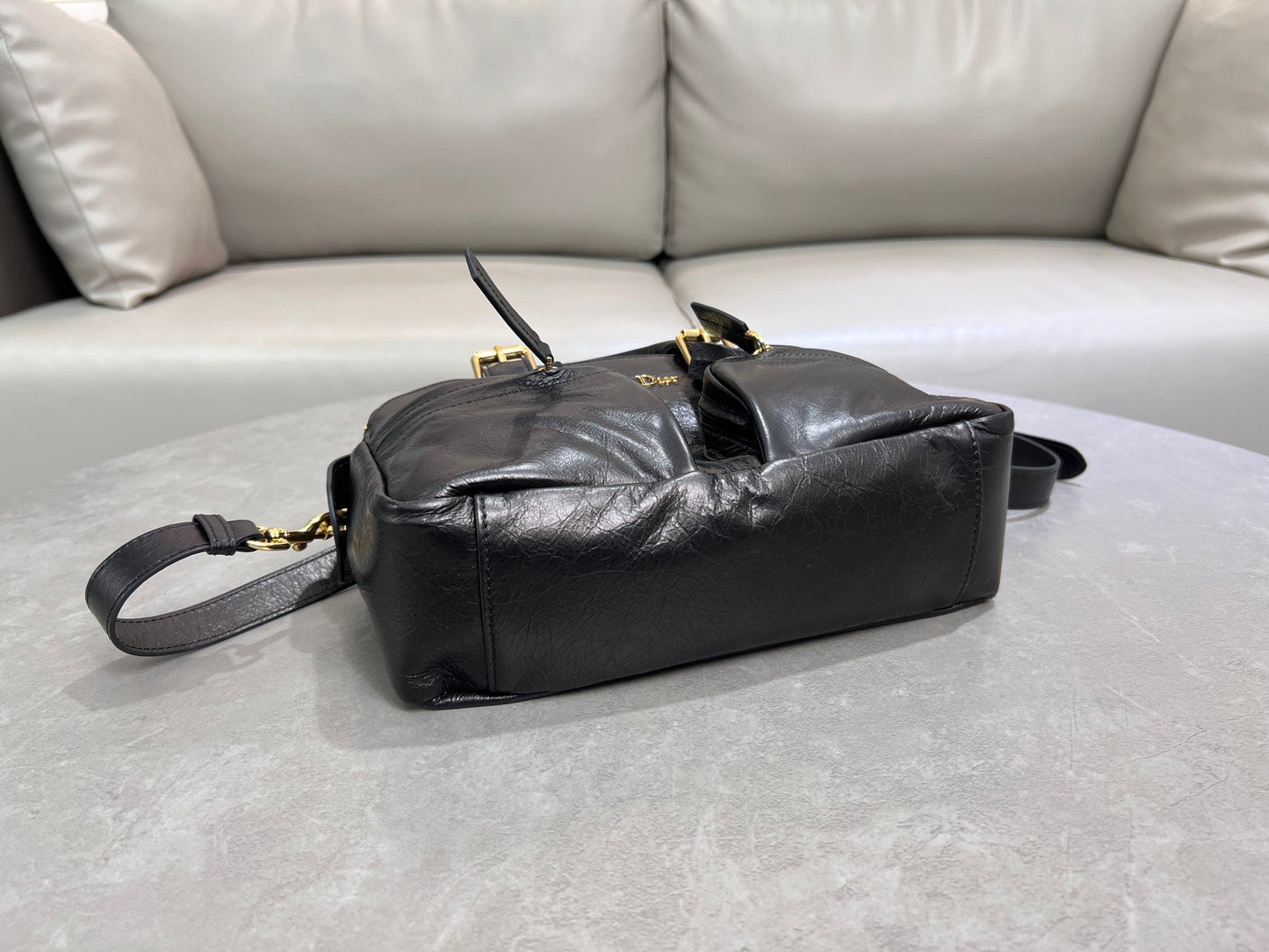 Dior Grand Tour Bowling Bag Black Crinkled
