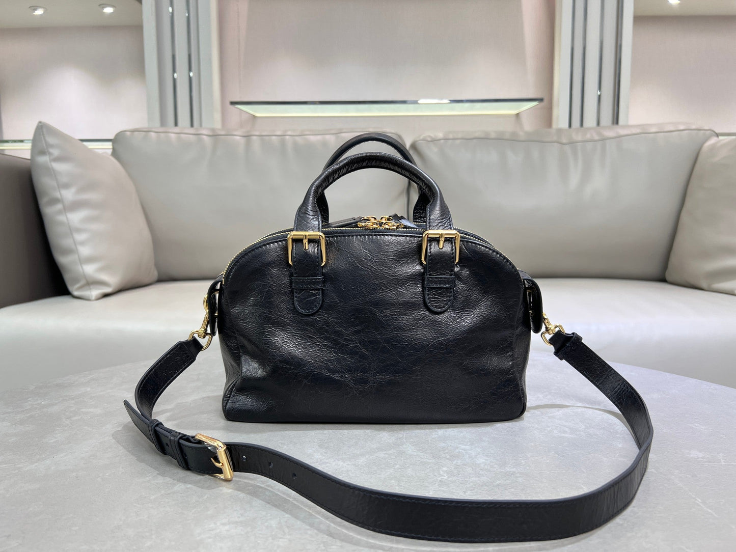 Dior Grand Tour Bowling Bag Black Crinkled