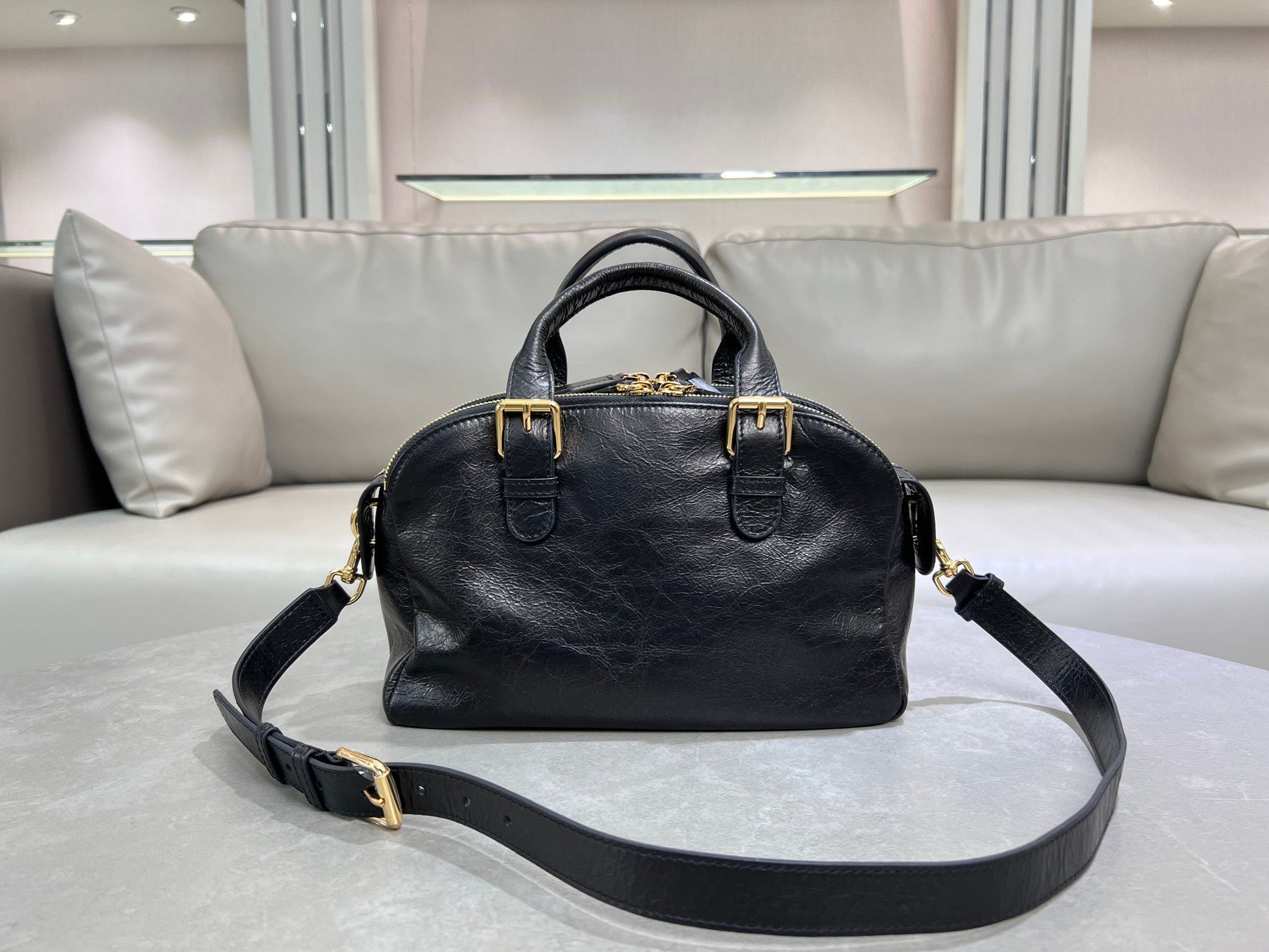 Dior Grand Tour Bowling Bag Black Crinkled