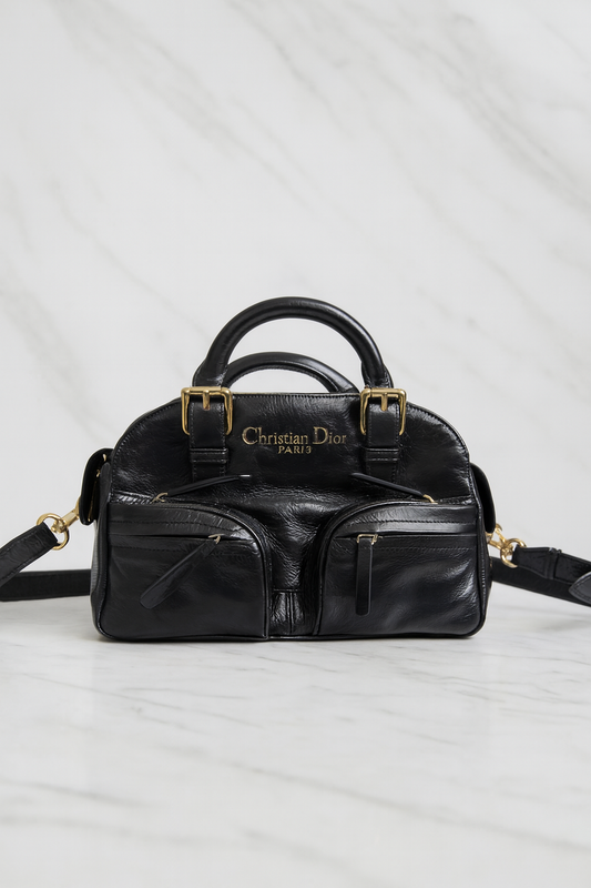 Dior Grand Tour Bowling Bag Black Crinkled