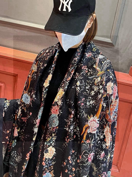 Dior Jardin d’Hiver Embroidered Silk & Wool Scarf