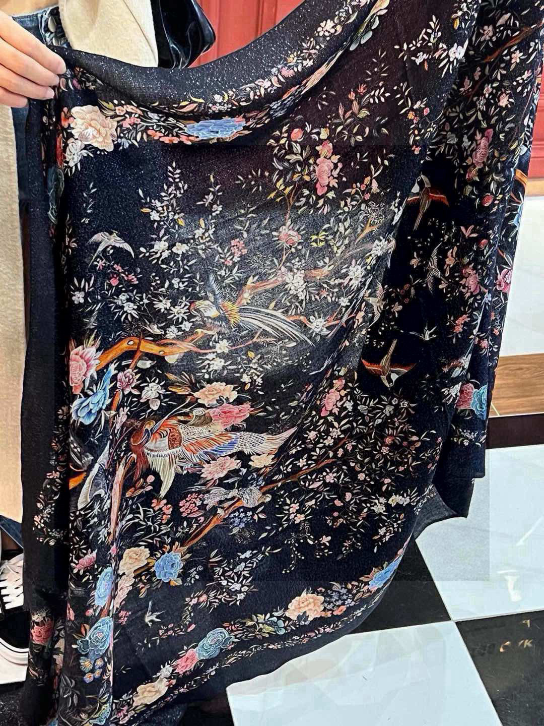 Dior Jardin d’Hiver Embroidered Silk & Wool Scarf