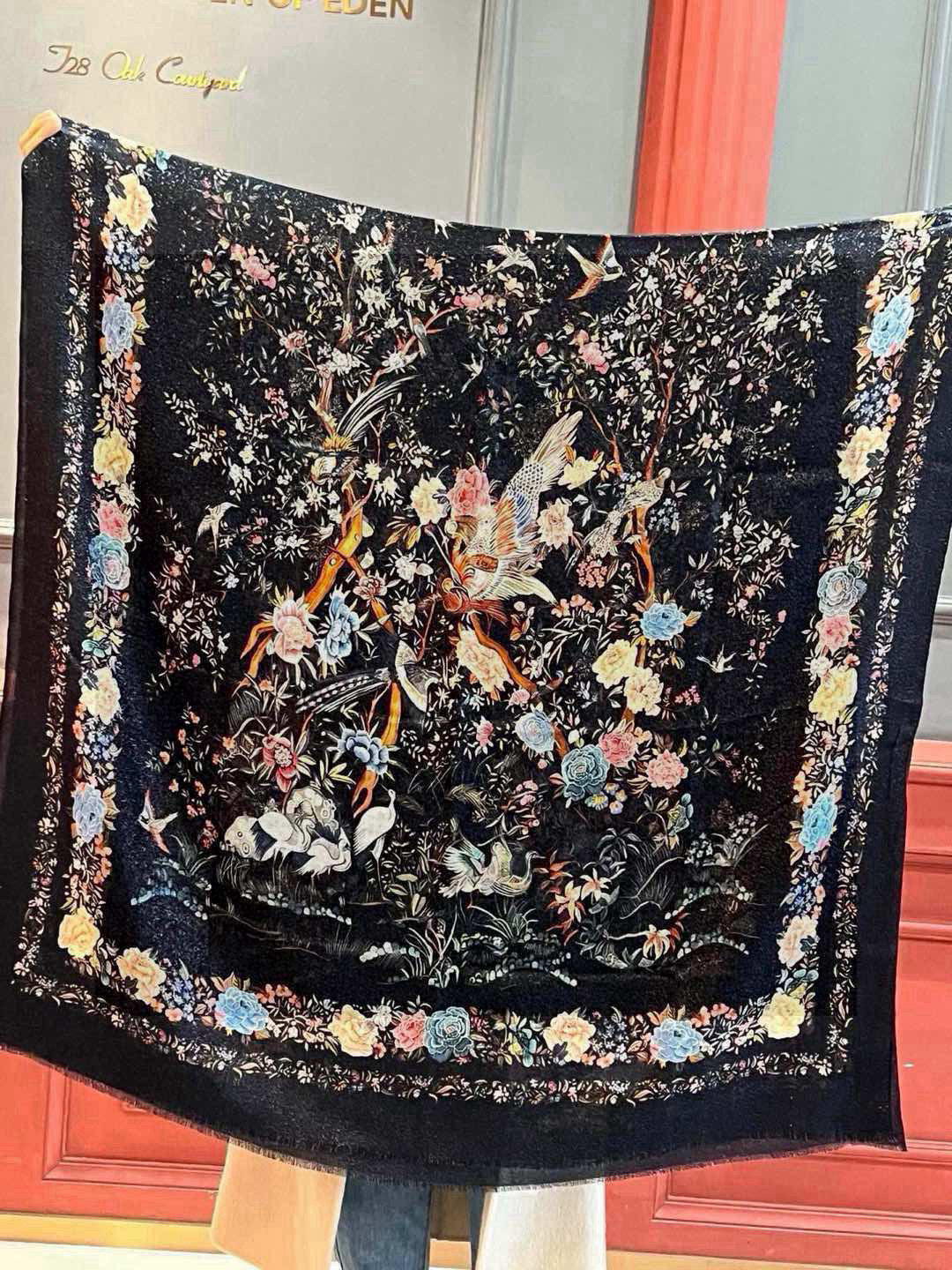 Dior Jardin d’Hiver Embroidered Silk & Wool Scarf