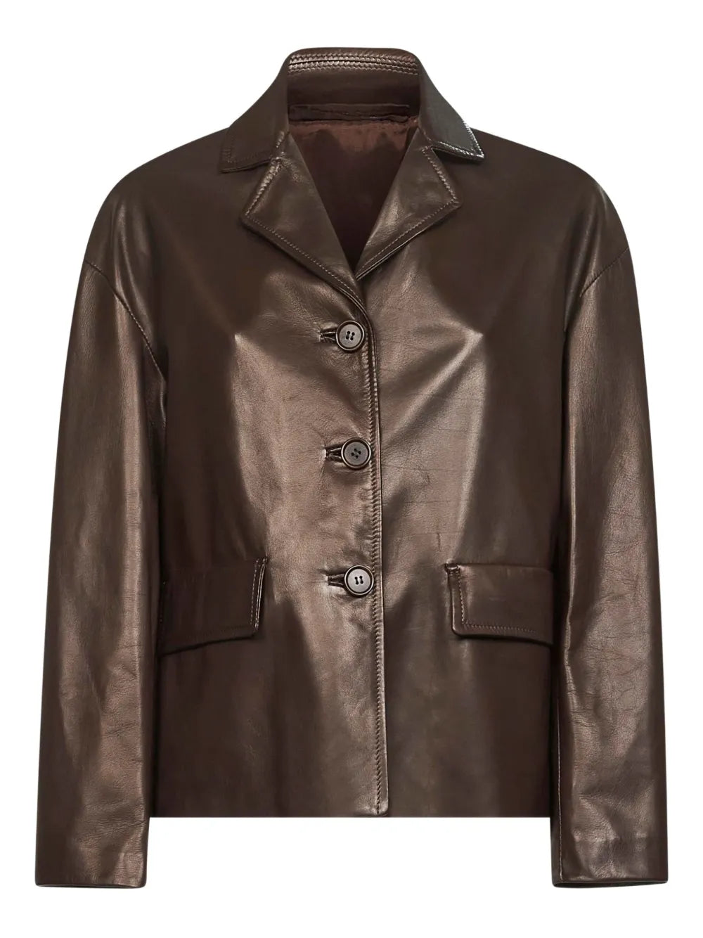 Dries Van Noten Metallic Brown Leather Jacket