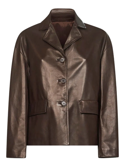 Dries Van Noten Metallic Brown Leather Jacket
