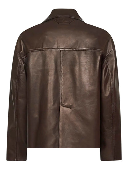 Dries Van Noten Metallic Brown Leather Jacket