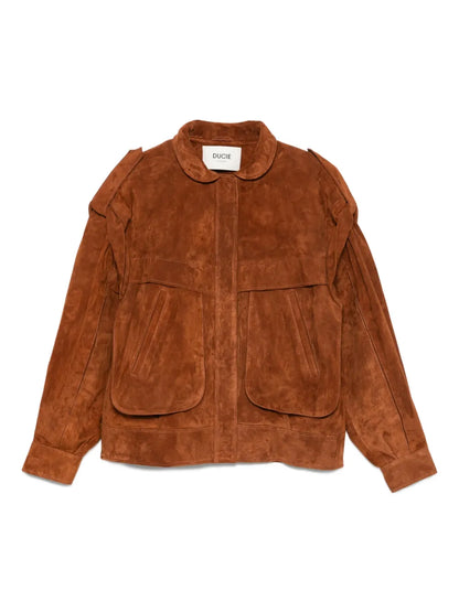Ducie London Oversized Suede Jacket in Rust Brown