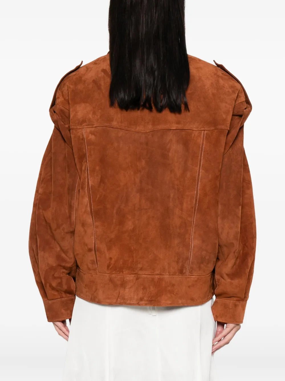 Ducie London Oversized Suede Jacket in Rust Brown