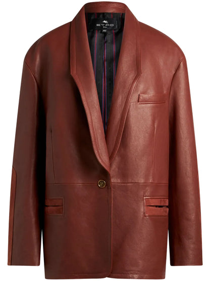 Etro Single-Breasted Leather Blazer