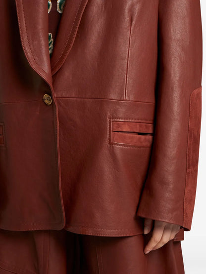 Etro Single-Breasted Leather Blazer