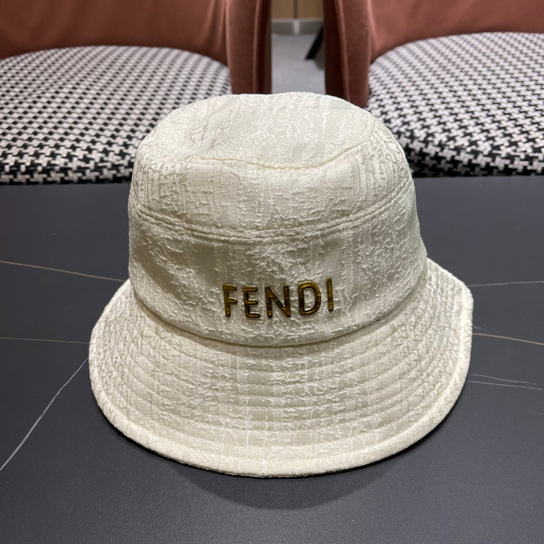 Fendi Monogram Bucket Hat with Gold Logo