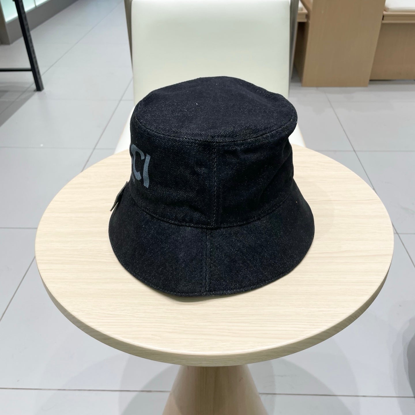 Gucci Denim Bucket Hat with Logo Print