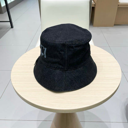 Gucci Denim Bucket Hat with Logo Print