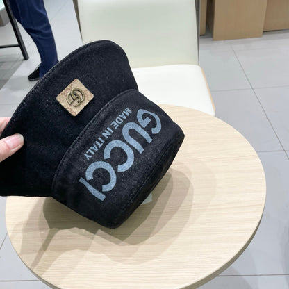 Gucci Denim Bucket Hat with Logo Print