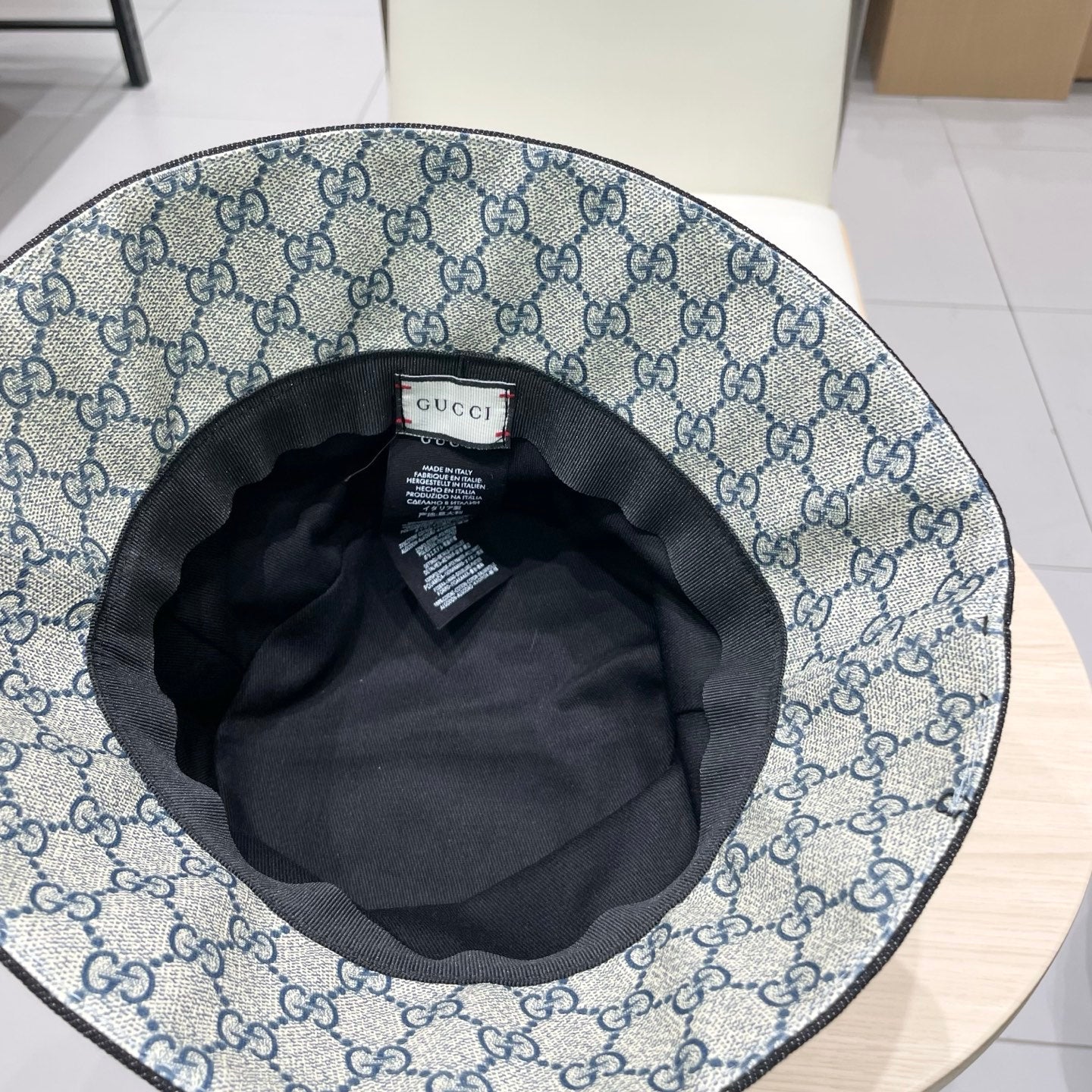 Gucci Denim Bucket Hat with Logo Print