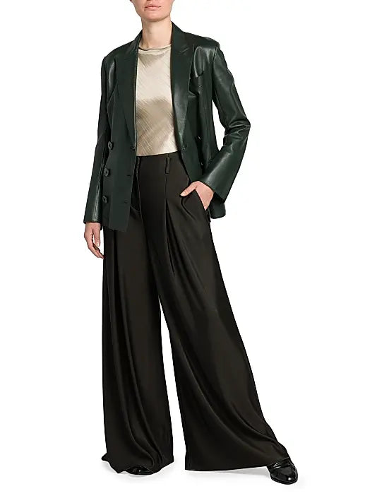 Giorgio Armani Forest Green Leather Blazer