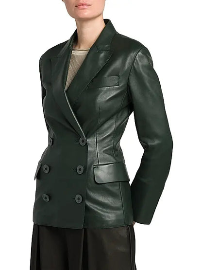 Giorgio Armani Forest Green Leather Blazer