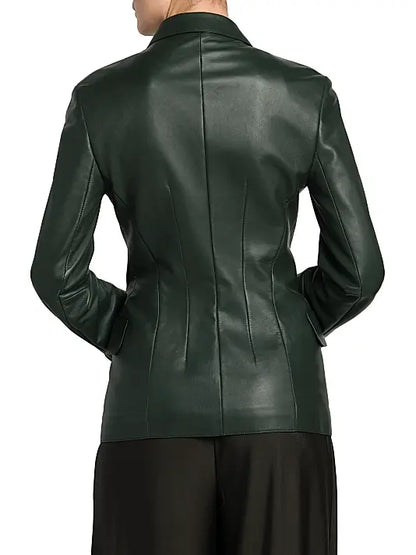 Giorgio Armani Forest Green Leather Blazer