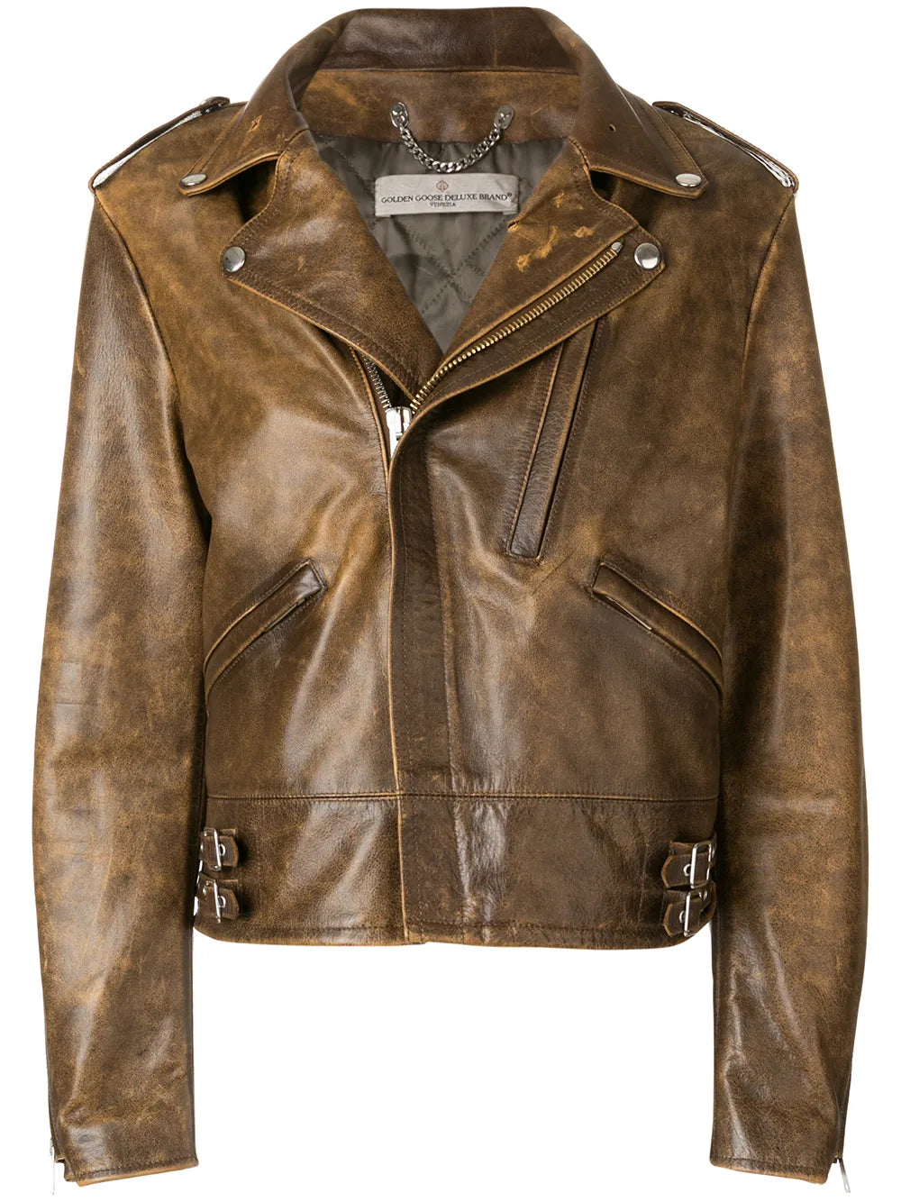 Golden Goose Distressed Leather Biker Jacket