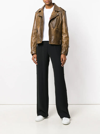 Golden Goose Distressed Leather Biker Jacket