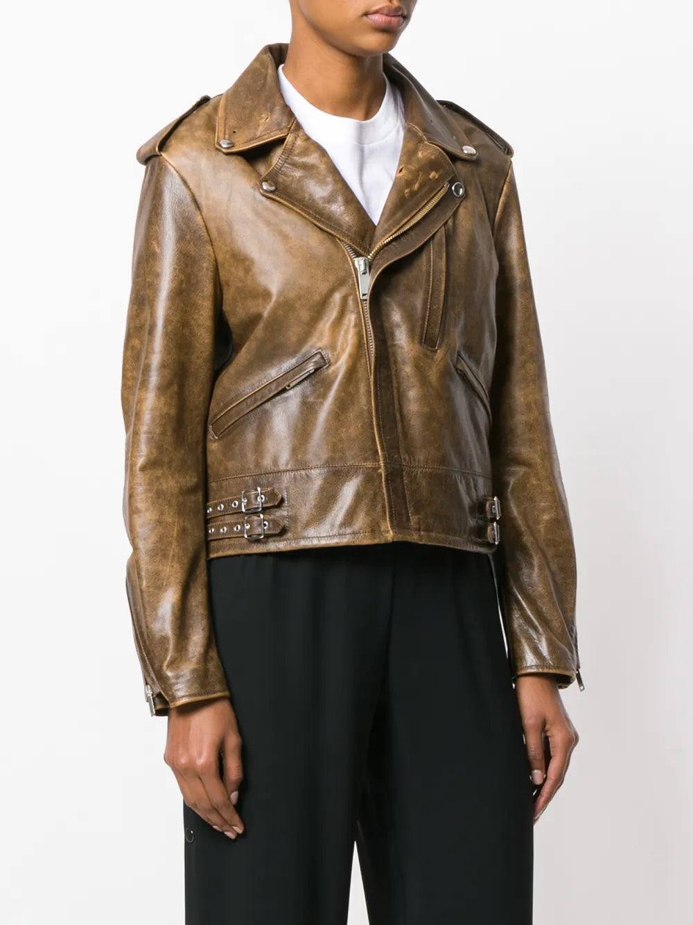 Golden Goose Distressed Leather Biker Jacket