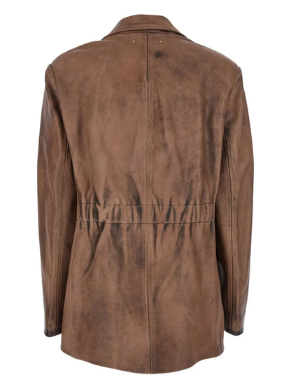 Golden Goose Distressed Leather Blazer
