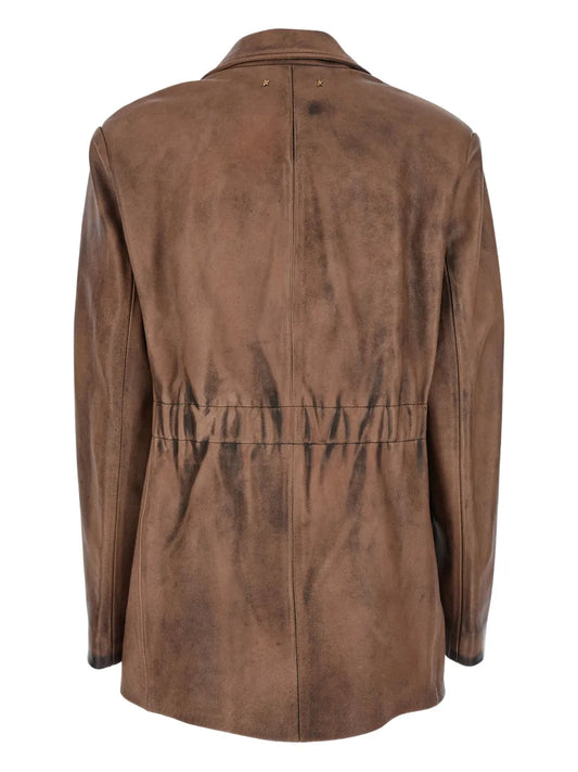Golden Goose Distressed Leather Blazer