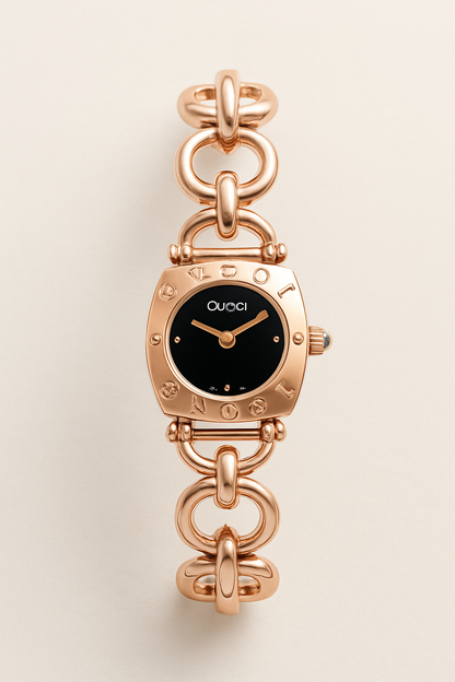 Gucci 3900 Series Black Dial Gold Bracelet Watch