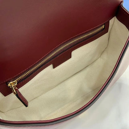 Gucci Blondie Top Handle Bag – Burgundy Woven Leather