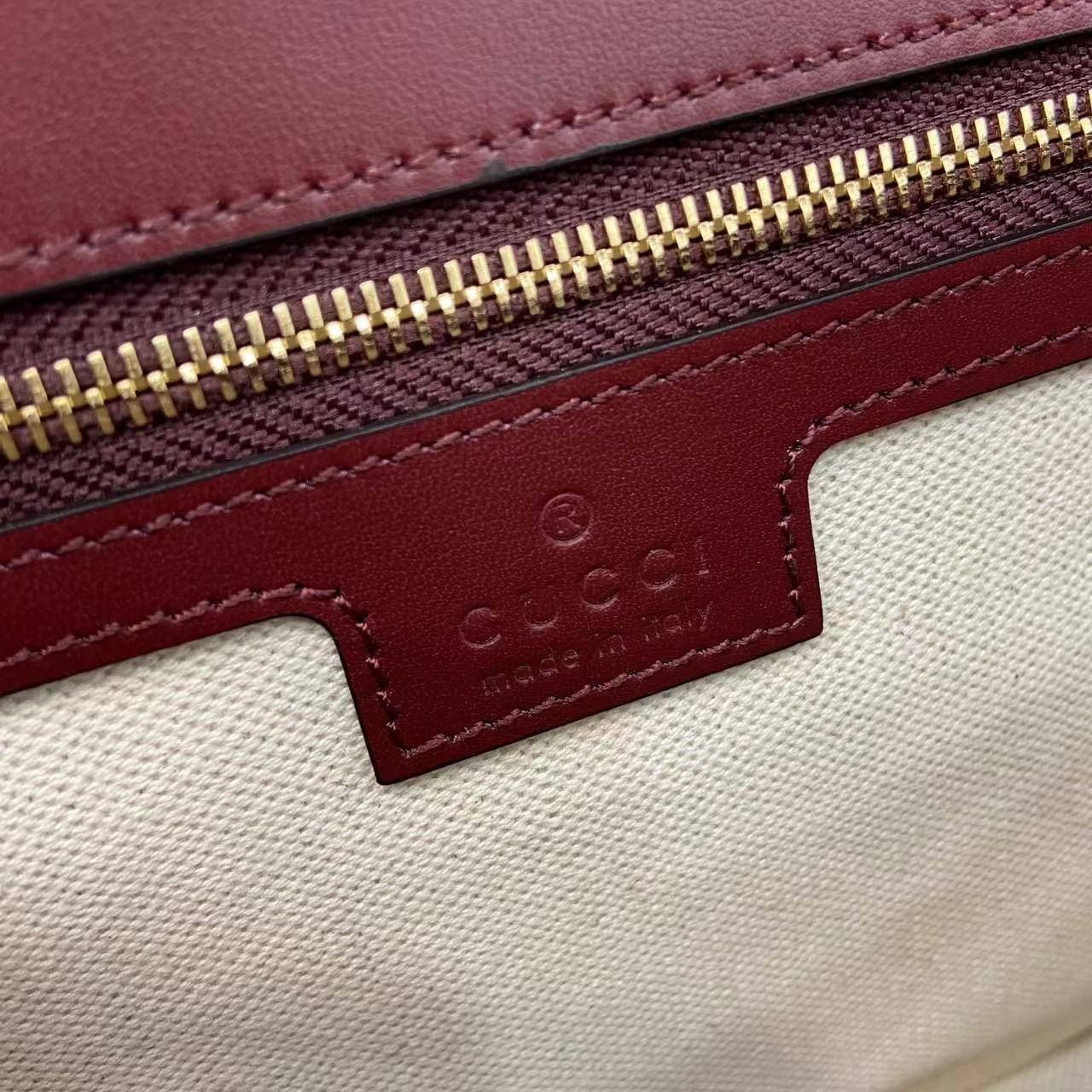 Gucci Blondie Top Handle Bag – Burgundy Woven Leather