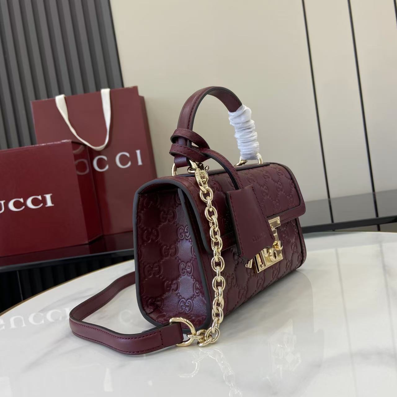 Gucci Padlock GG Embossed Mini Top Handle Bag