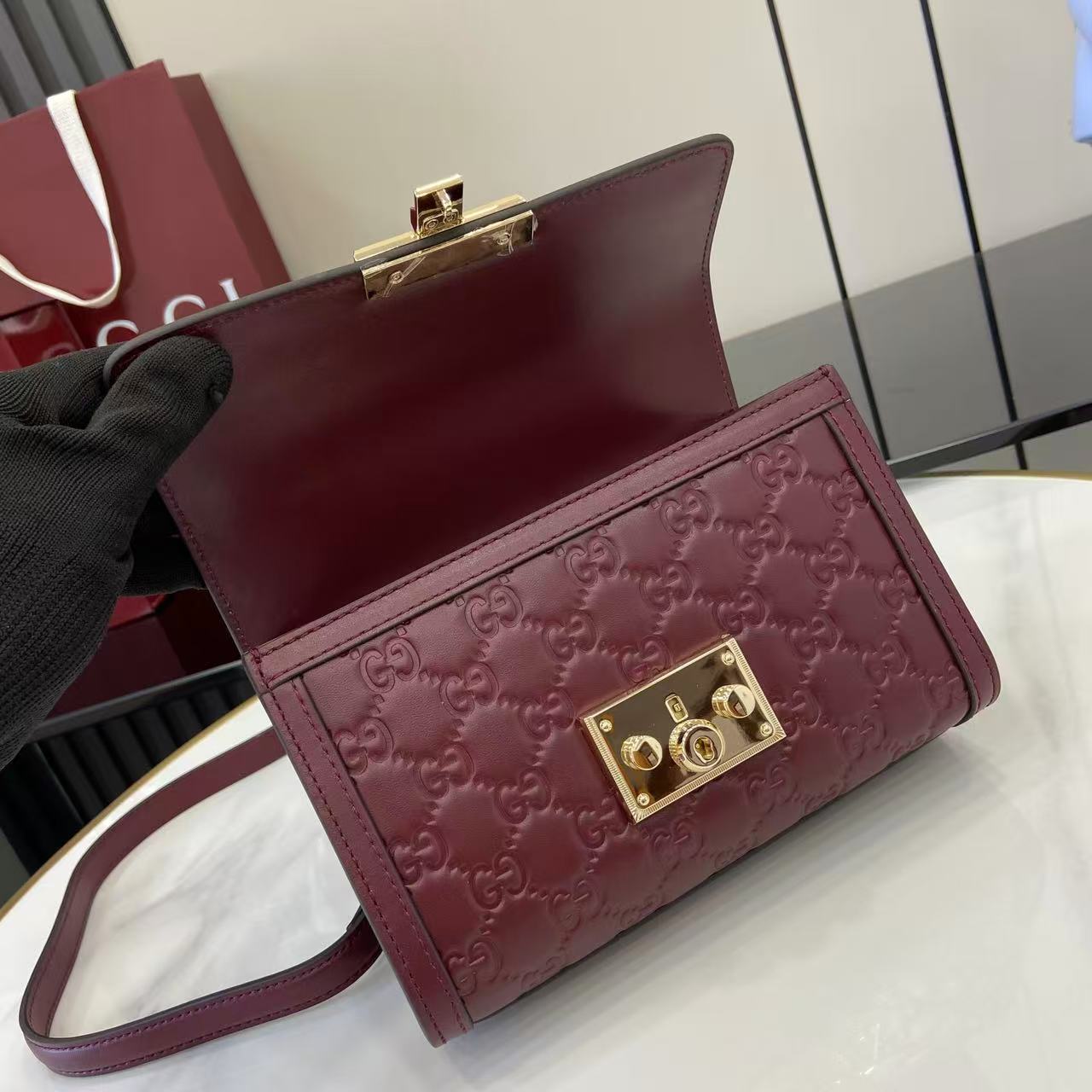 Gucci Padlock GG Embossed Mini Top Handle Bag