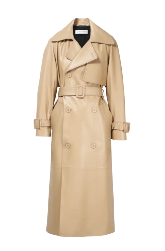 Henri Double-Breasted Leather Trench Coat