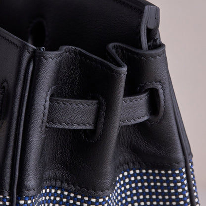 Hermès Birkin 25 – Toile Quadrille & Noir Leather