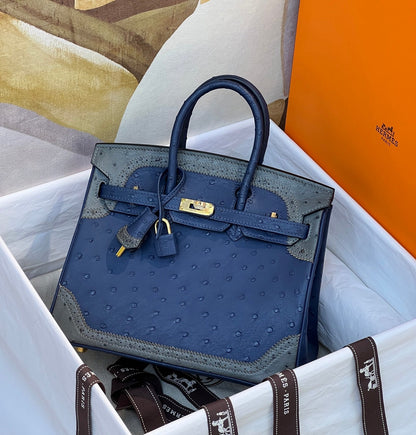 Hermès Tricolor Ghillies Ostrich Birkin 30 – Permabrass Hardware
